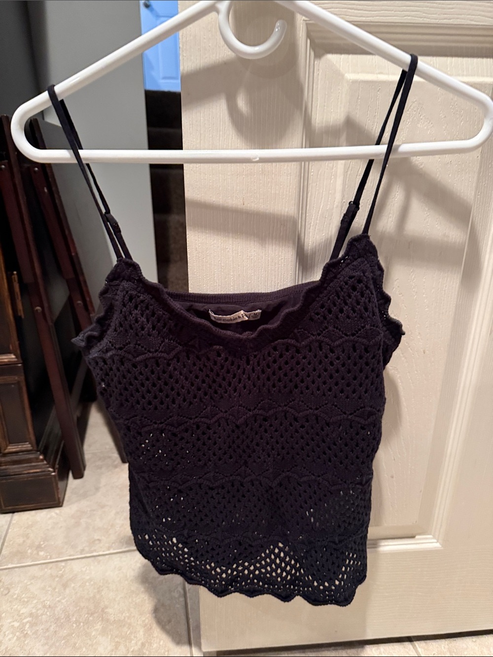 Abercrombie & Fitch Black Crochet Spaghetti Strap Tank